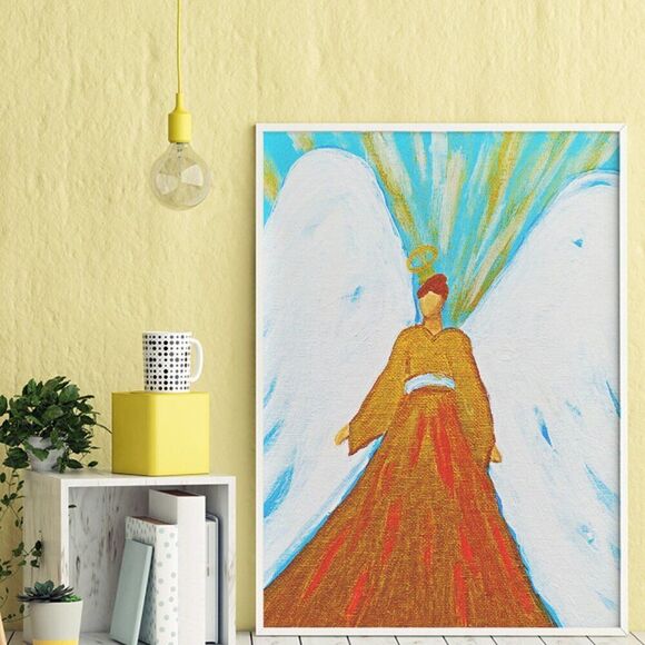 Angel Painting Perfect Religious Room Décor Celestial Serenity Christmas Angel - Picture 7 of 7